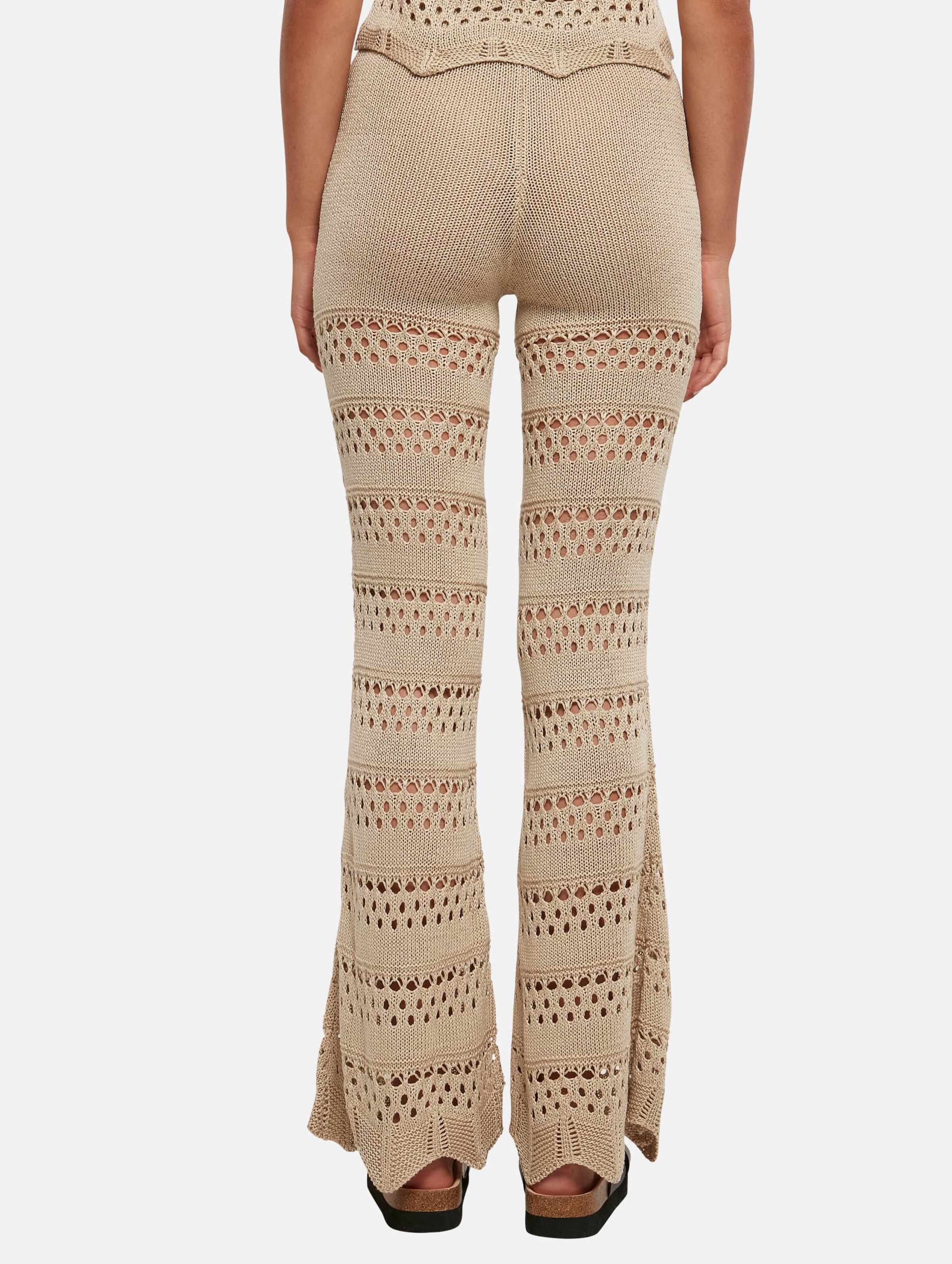 Women Crochet Wide Leg Long Pants Y2K Sexy Knitted Flower Print See Through  Flare Pants Streetwear 