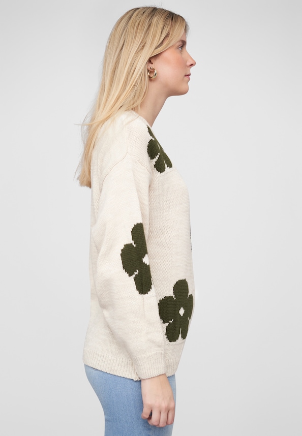 Cloud 5ive Crewneck Knit Sweater with Flowers-3