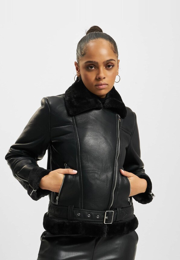 Agnete Faux Leather Biker-1