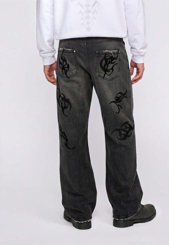 FLAT EMBROIDERY BALLOON DENIM-1