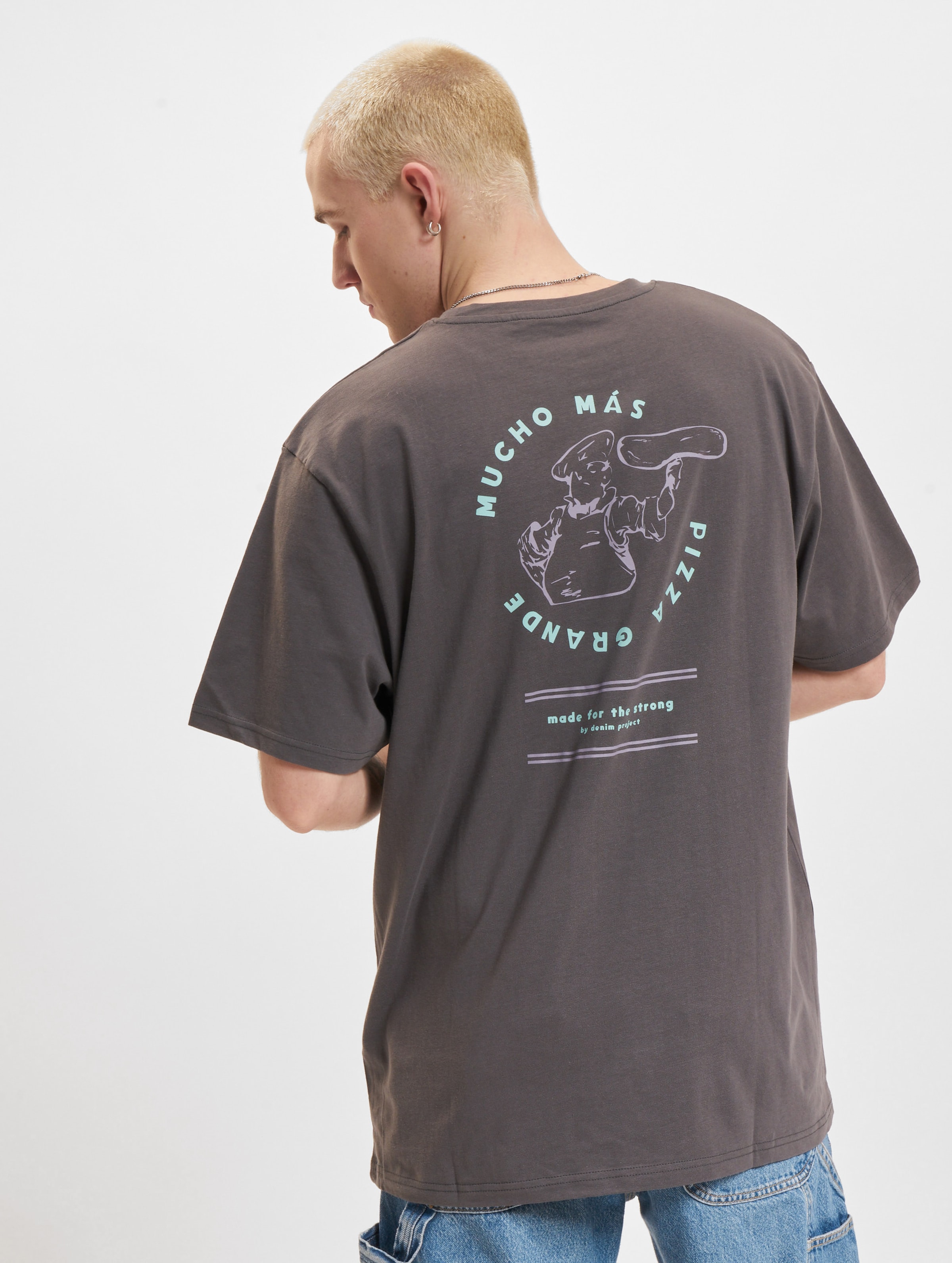 Denim Project Mucho Más T-Shirt Mannen op kleur grijs, Maat S