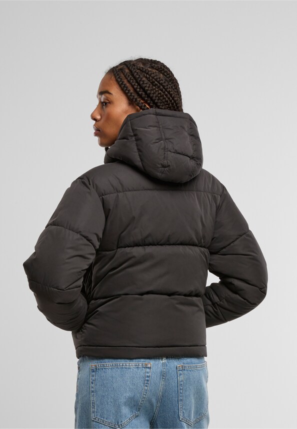 Ladies Peached Puffer Jacket With Hood-1