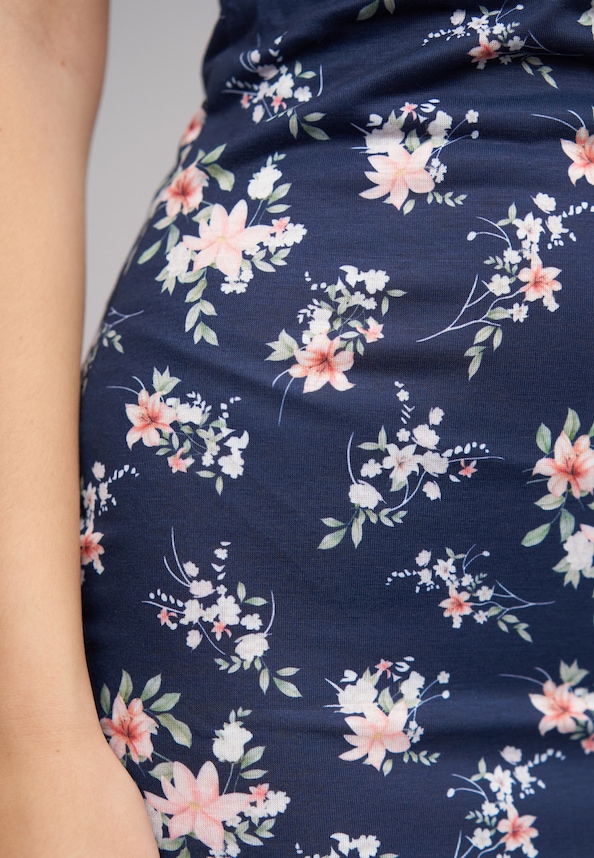 Kurzes Viskose Trägerkleid mit Blumen Print-5