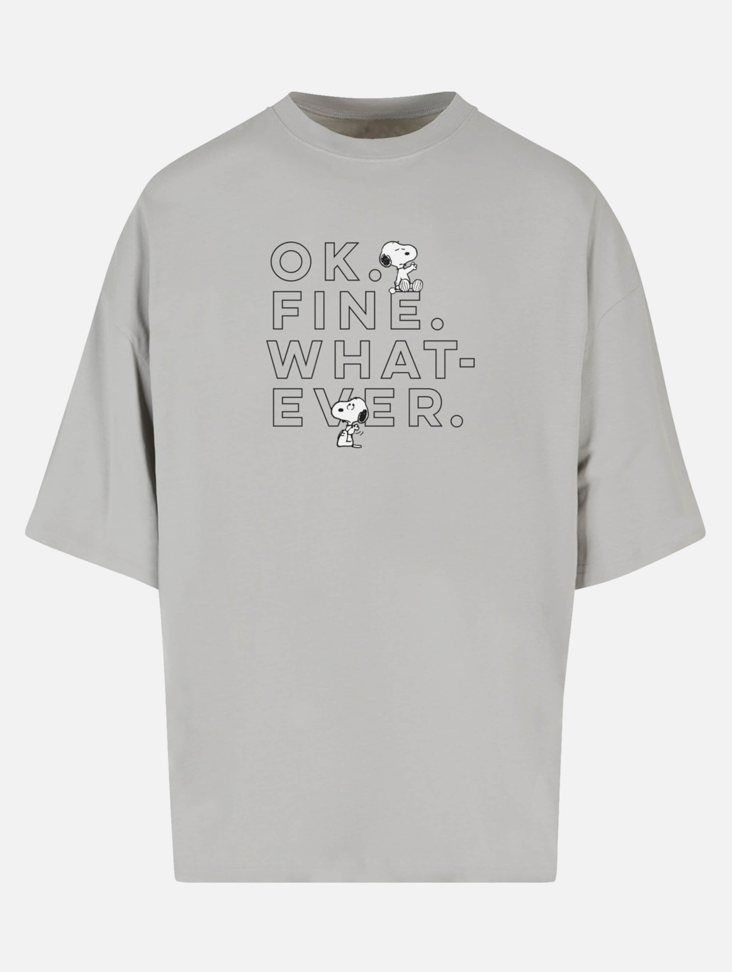 Merchcode Peanuts - Ok Fine Whatever Huge Tee op kleur grijs, Maat L