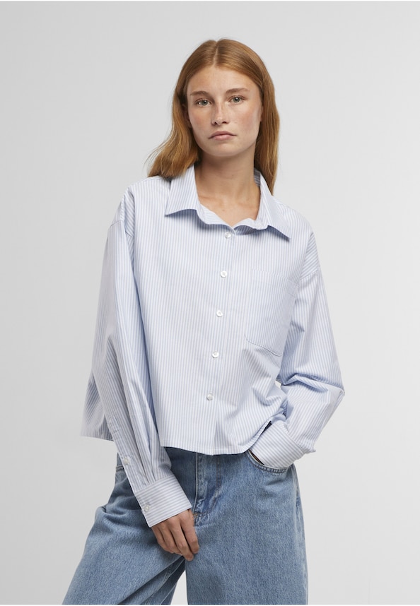 Ladies Striped Short Oxford Shirt-0