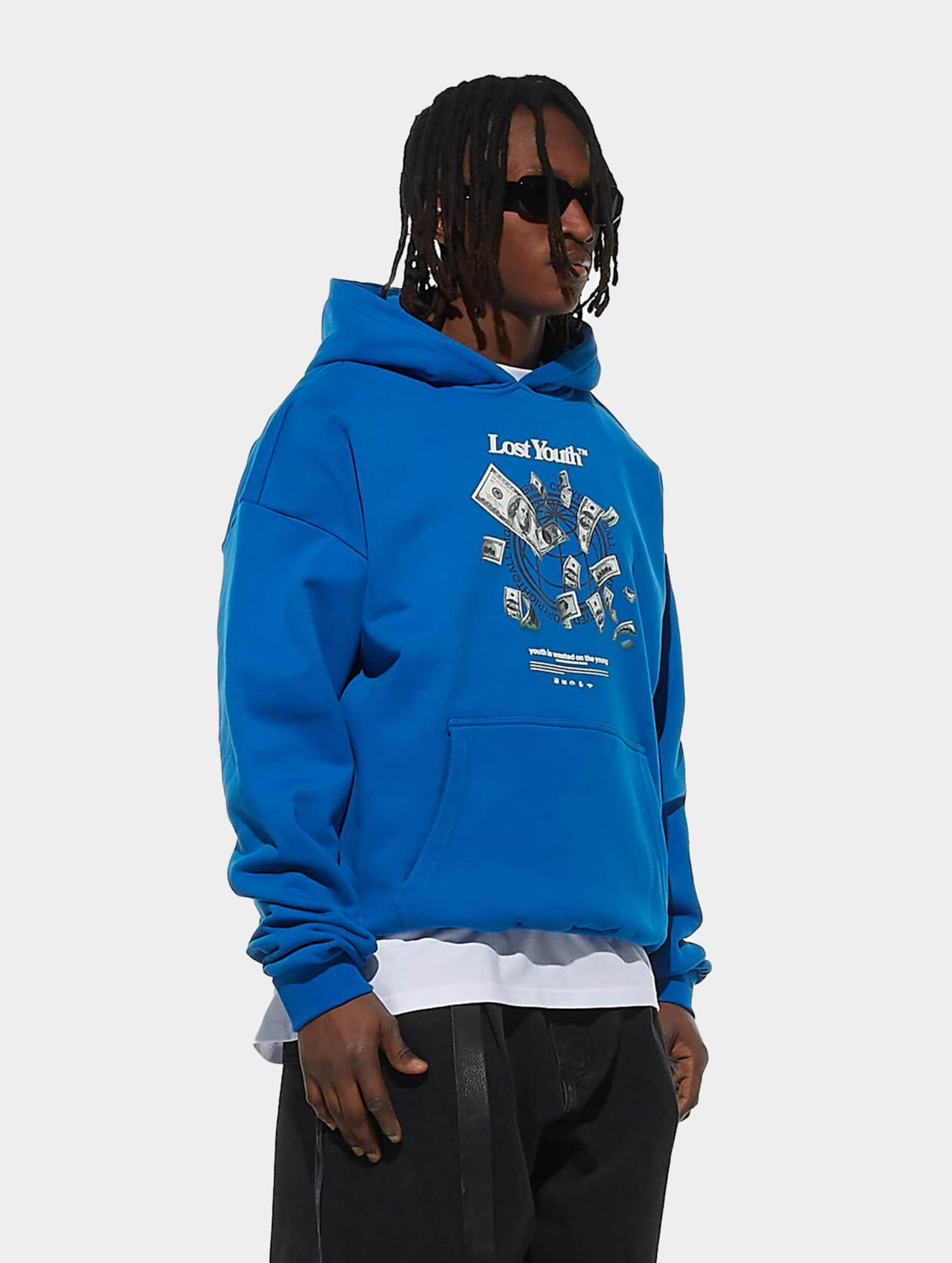 Lost Youth LY HOODY - MONEY V.2 Mannen op kleur blauw, Maat L