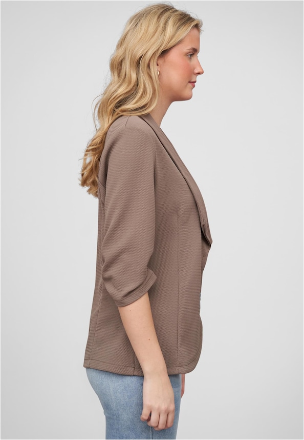 Cloud5ive Damen Blazer mit gerafften 3/4 Ärmeln und Strukturstoff-4