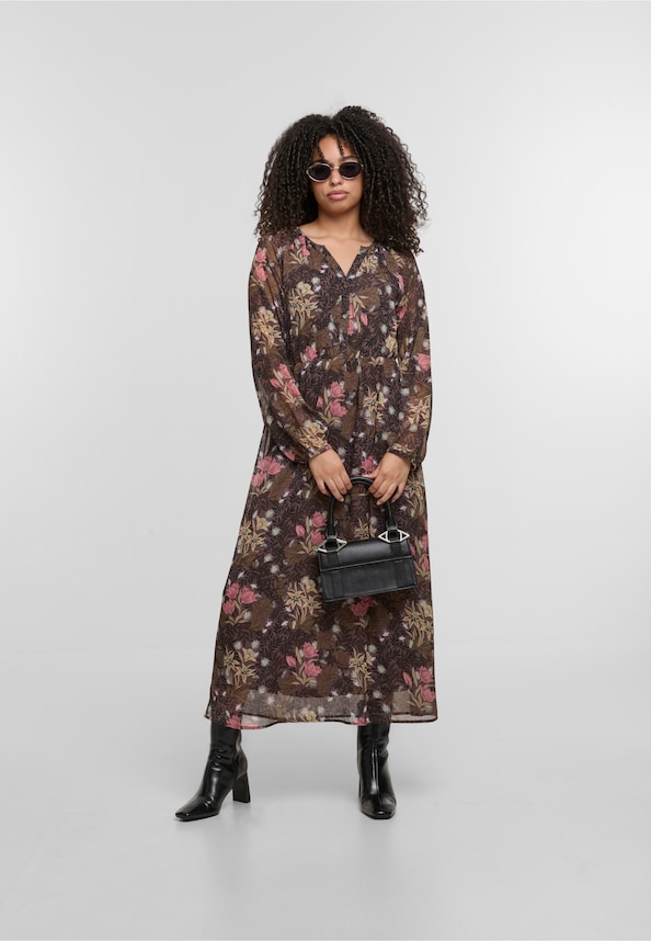 ONLY Damen Midi V-Neck Chiffon-4