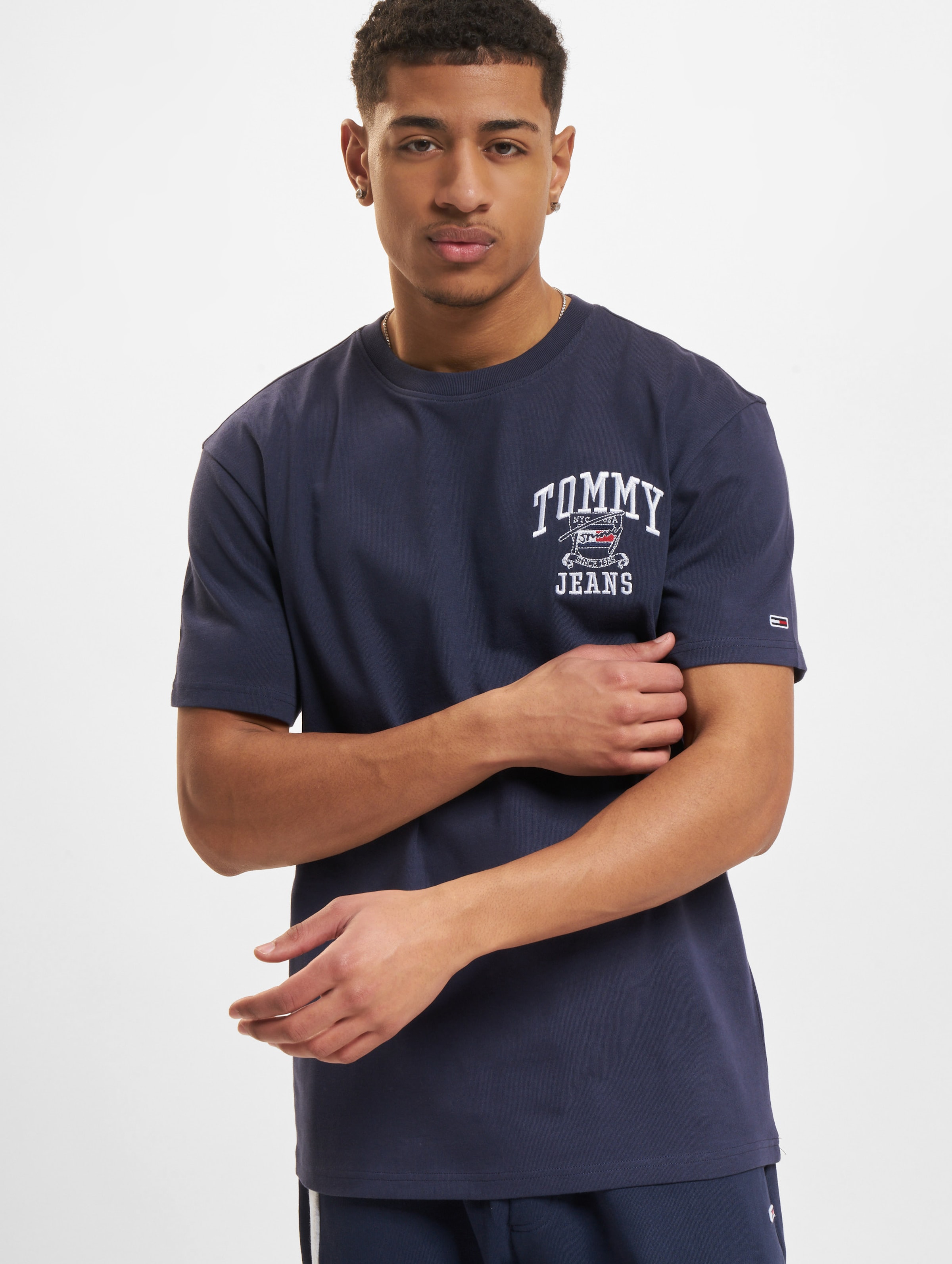 Tommy Jeans Homespun College T-Shirt Mannen op kleur blauw, Maat S