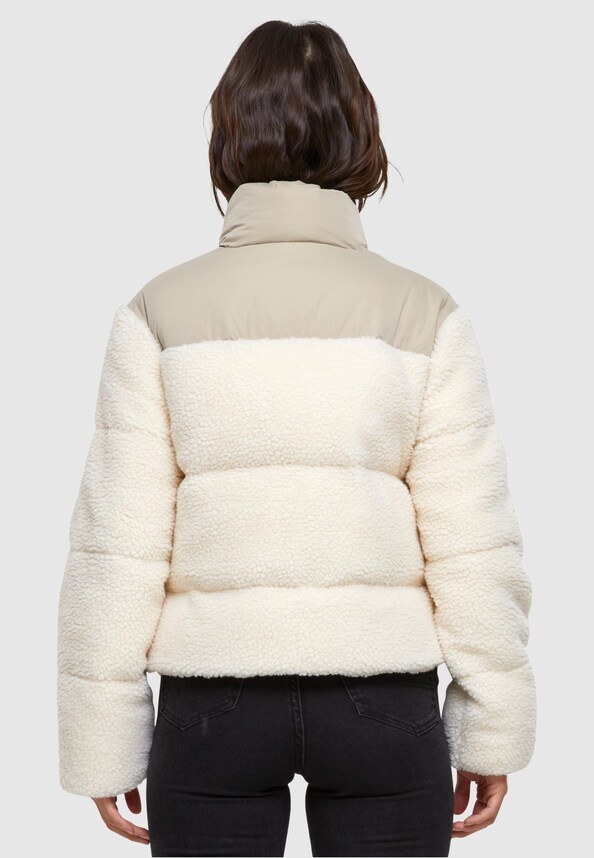 Ladies Short Sherpa Mix Puffer Jacket-1