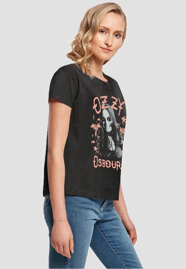 Ladies Ozzy Osbourne - Pink Bat Box Tee-2