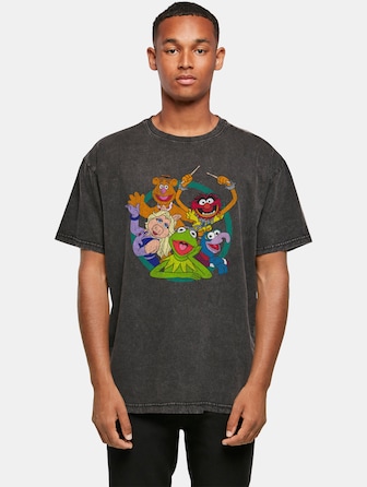 Muppets - Group Circle Acid Washed Oversized 