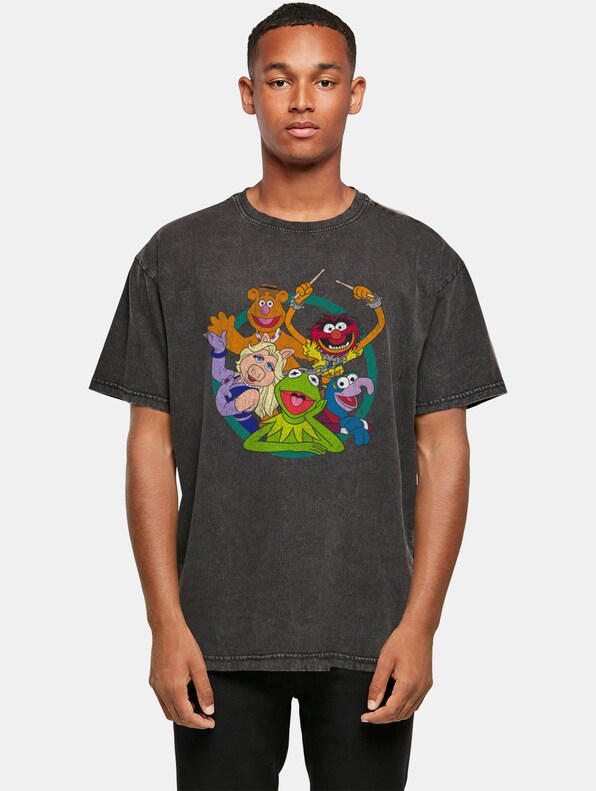 Muppets - Group Circle Acid Washed Oversized -0