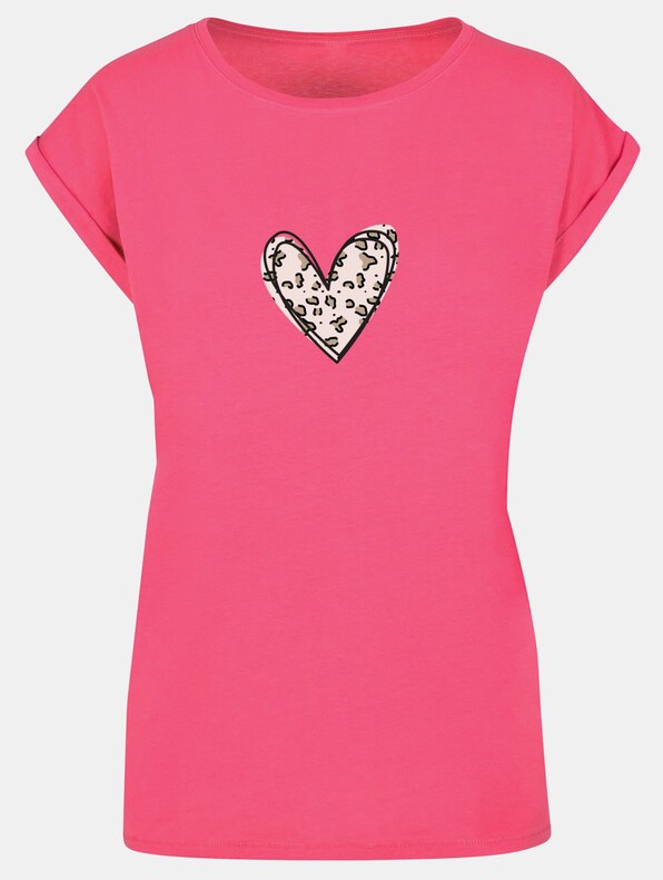 Ladies Valentines Day - Leopard Heart Extended Shoulder-2