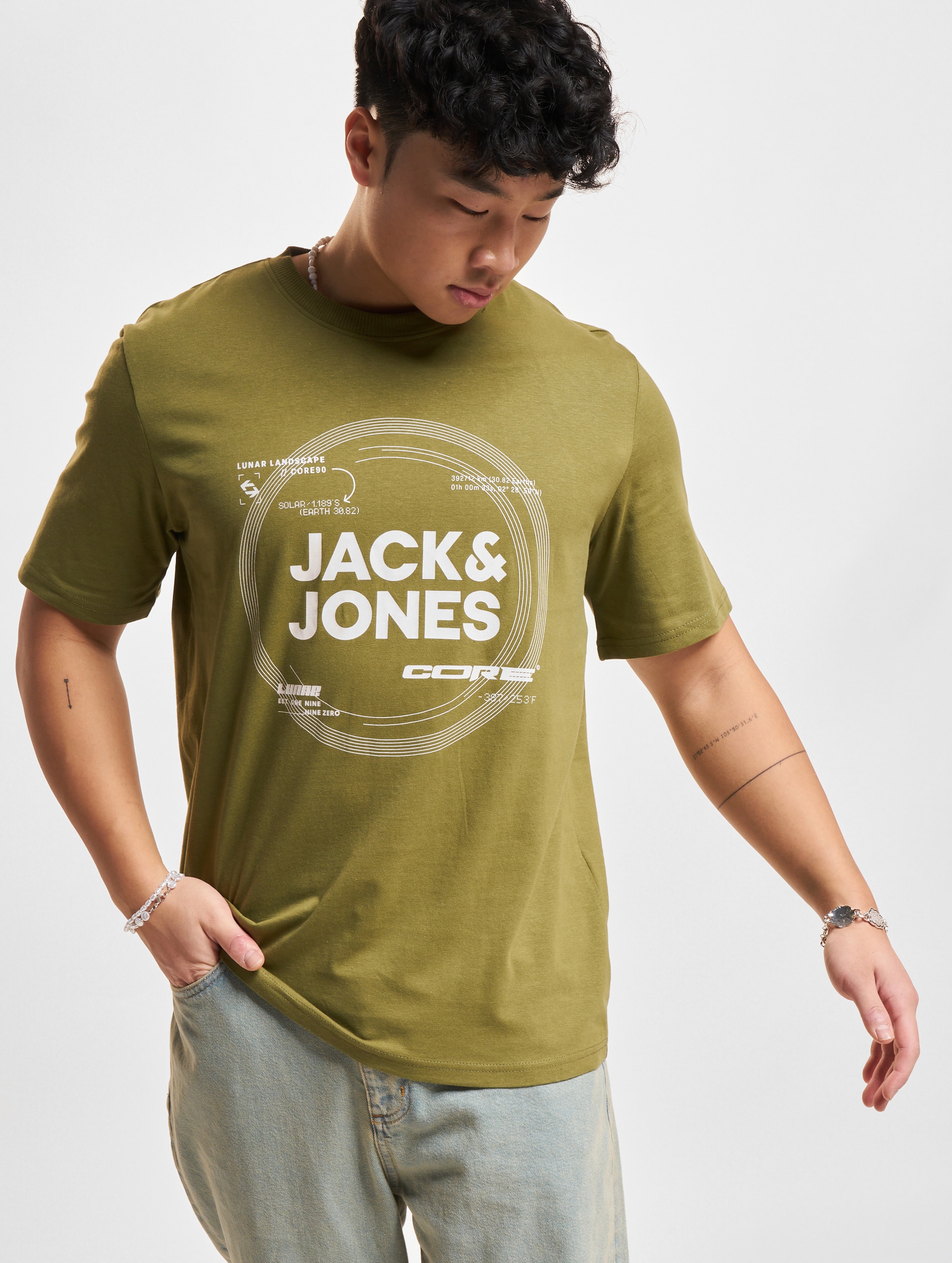 Jack & Jones Pilou Crew Neck T-Shirts Mannen op kleur olijf, Maat XL
