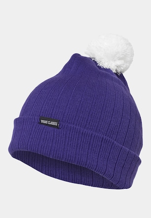 Urban Classics Contrast Bobble Beanie Purple/White