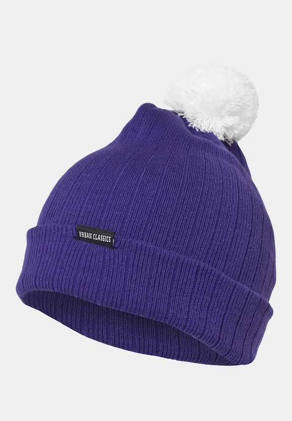 Urban Classics Contrast Bobble Beanie Purple/White-0