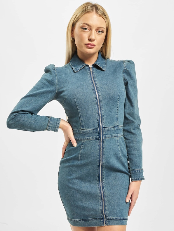 Puff Sleeve Zip Through Denim-2