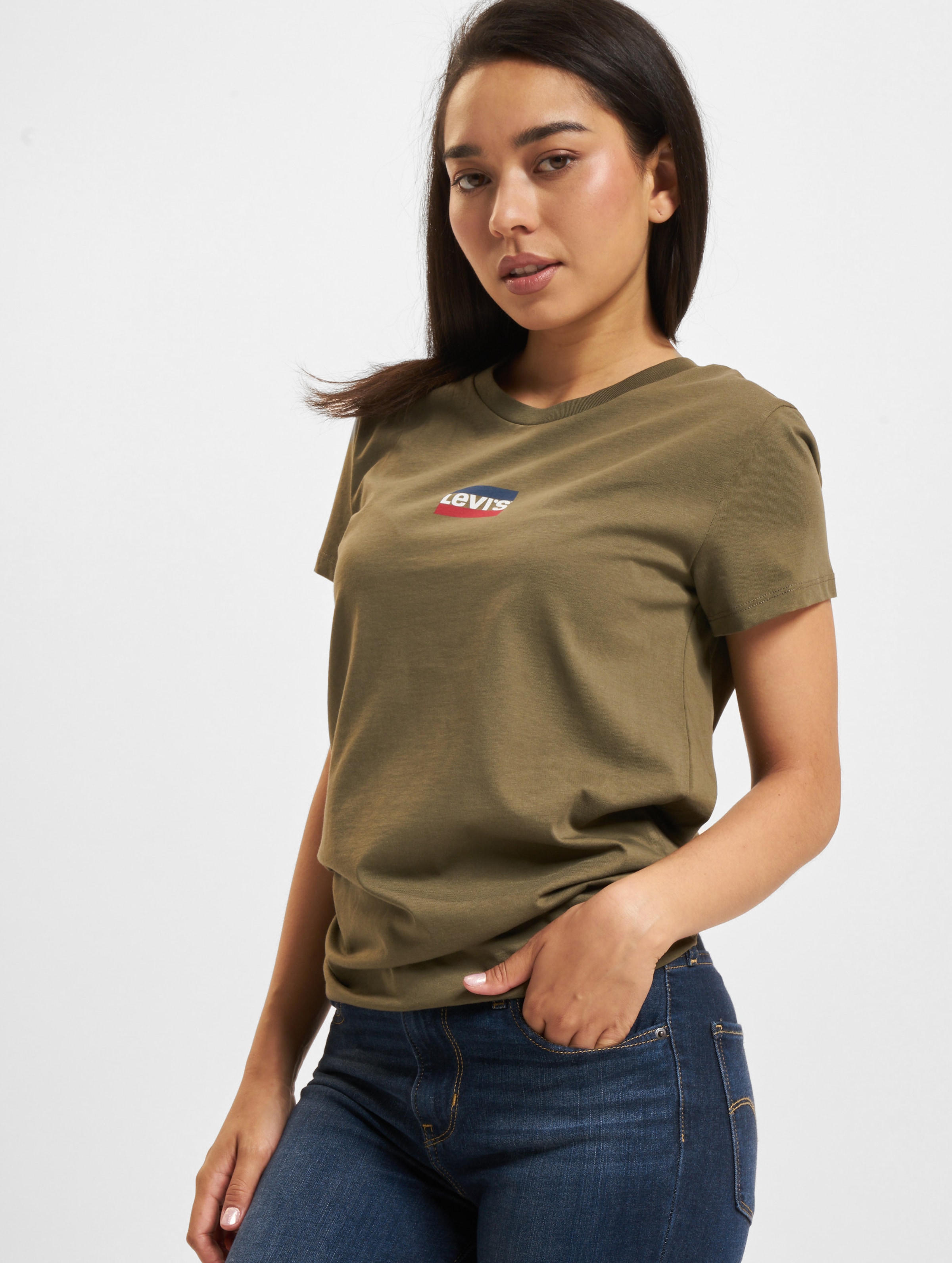 Levi's Levis The Perfect T-Shirt Frauen,Unisex op kleur olijf, Maat XS