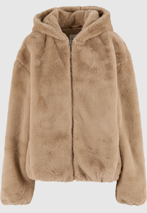 Full Zip Faux Fur Hoodie-4