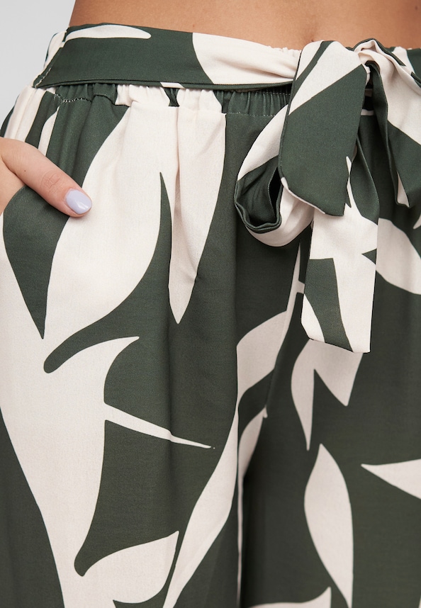 Pants with floral aop and tie belt-5