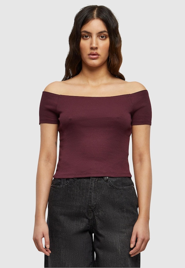 Ladies Off Shoulder Rib-2