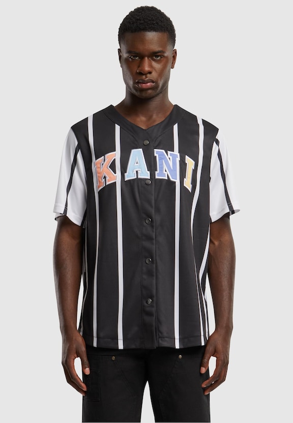 KM241-040-2 Karl Kani Serif Striped Block Baseball Shirt-2