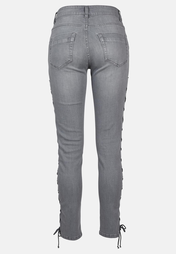 Ladies Denim Lace Up Skinny Pants-5