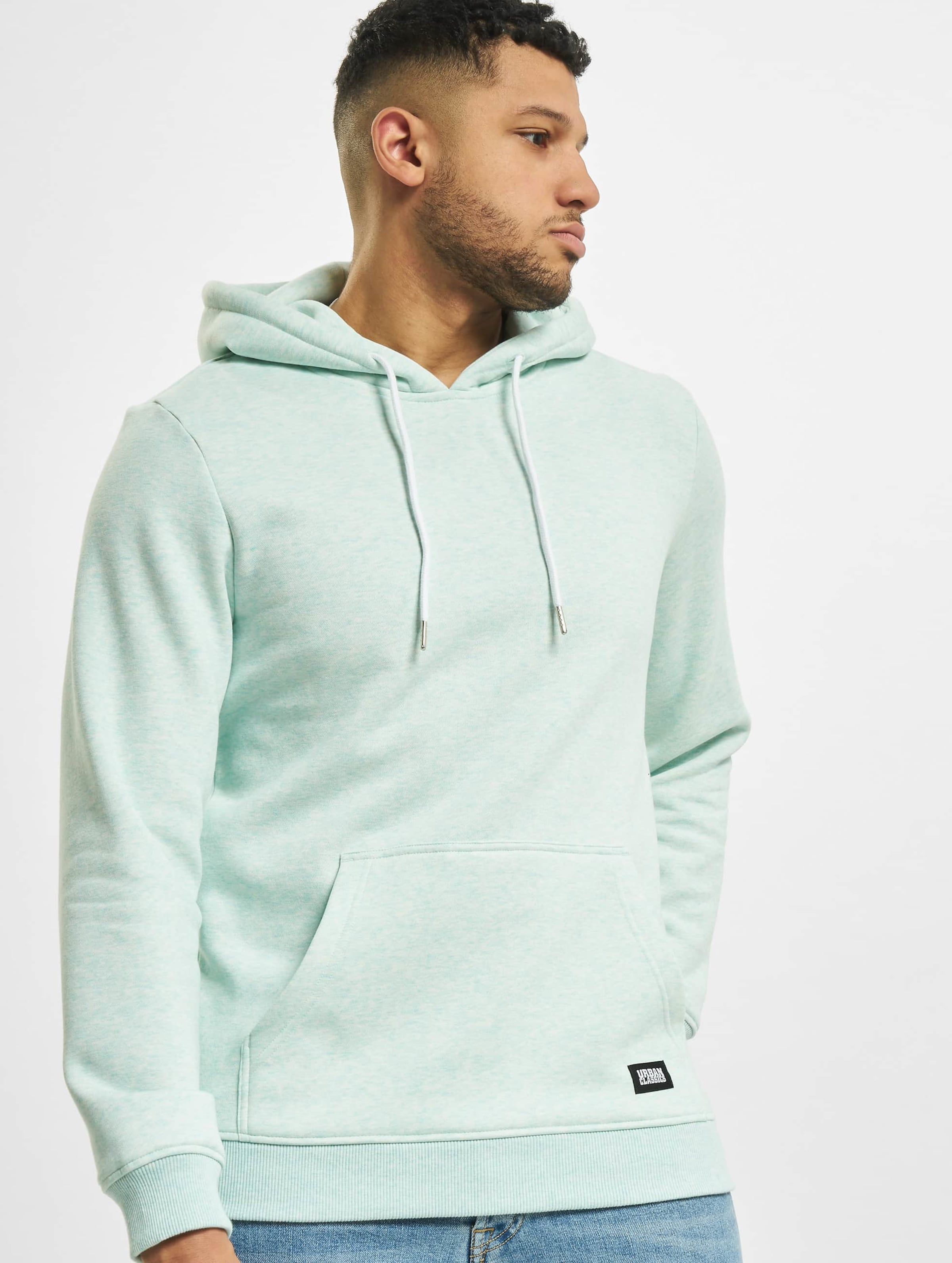 Urban Classics Basic Melange Hoody Männer,Unisex op kleur blauw, Maat XXL