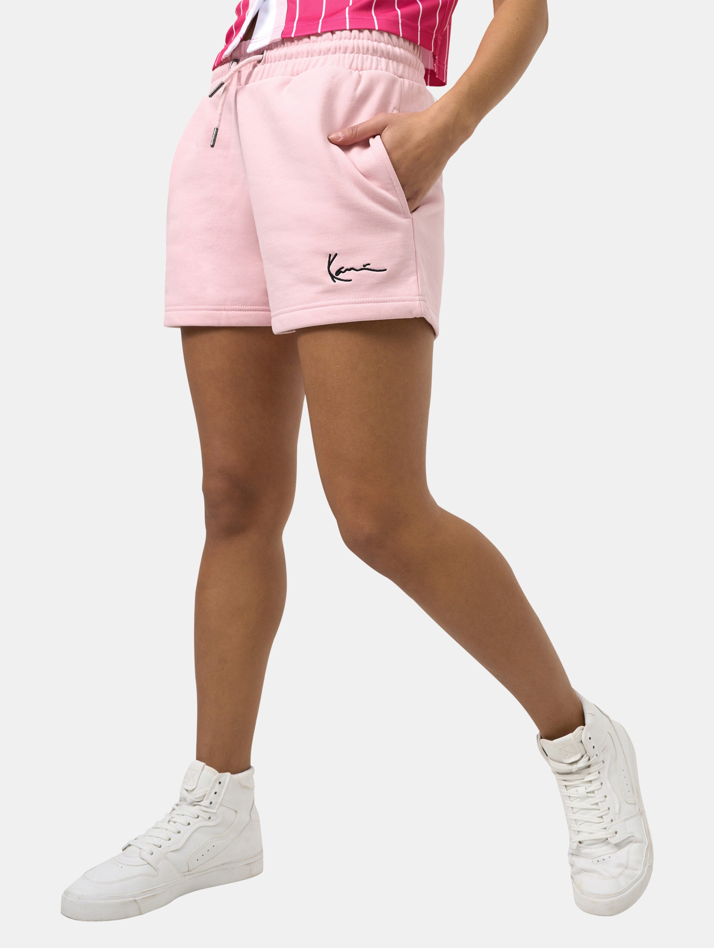 Karl Kani Small Signature Shorts Frauen,Unisex op kleur roze, Maat XL