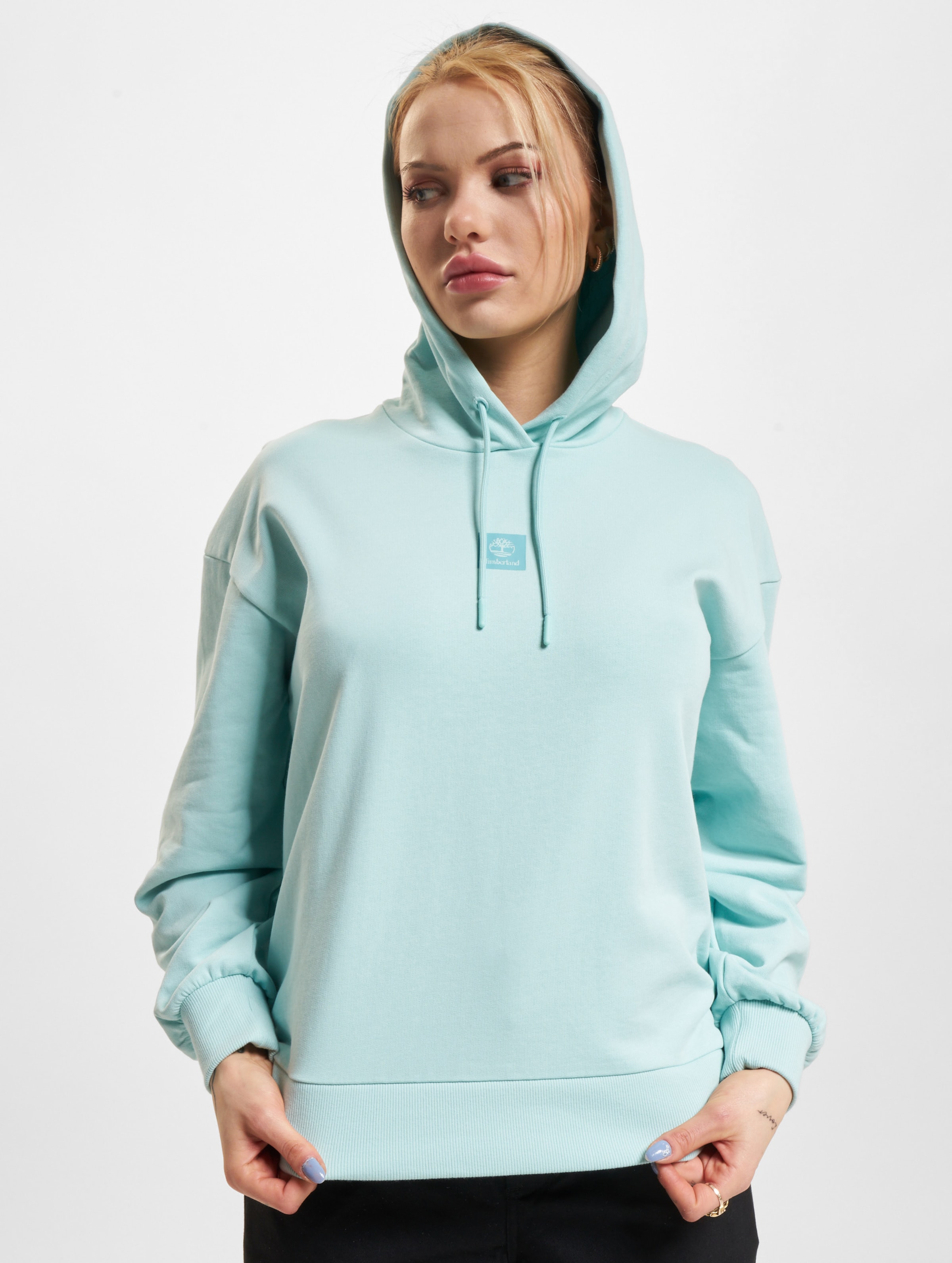 Timberland Stack Logo Loop Back Hoodies Vrouwen op kleur blauw, Maat XS