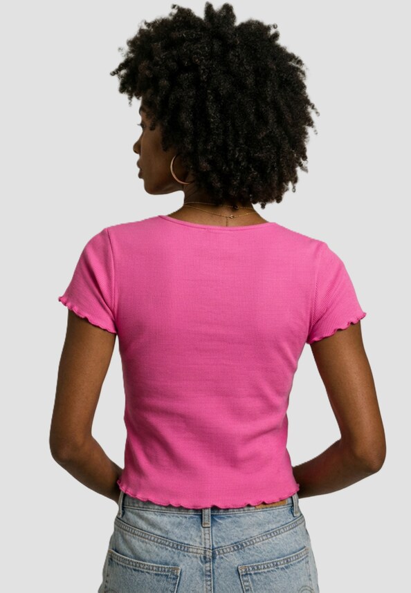 Ladies Cropped Button Up Rib-1