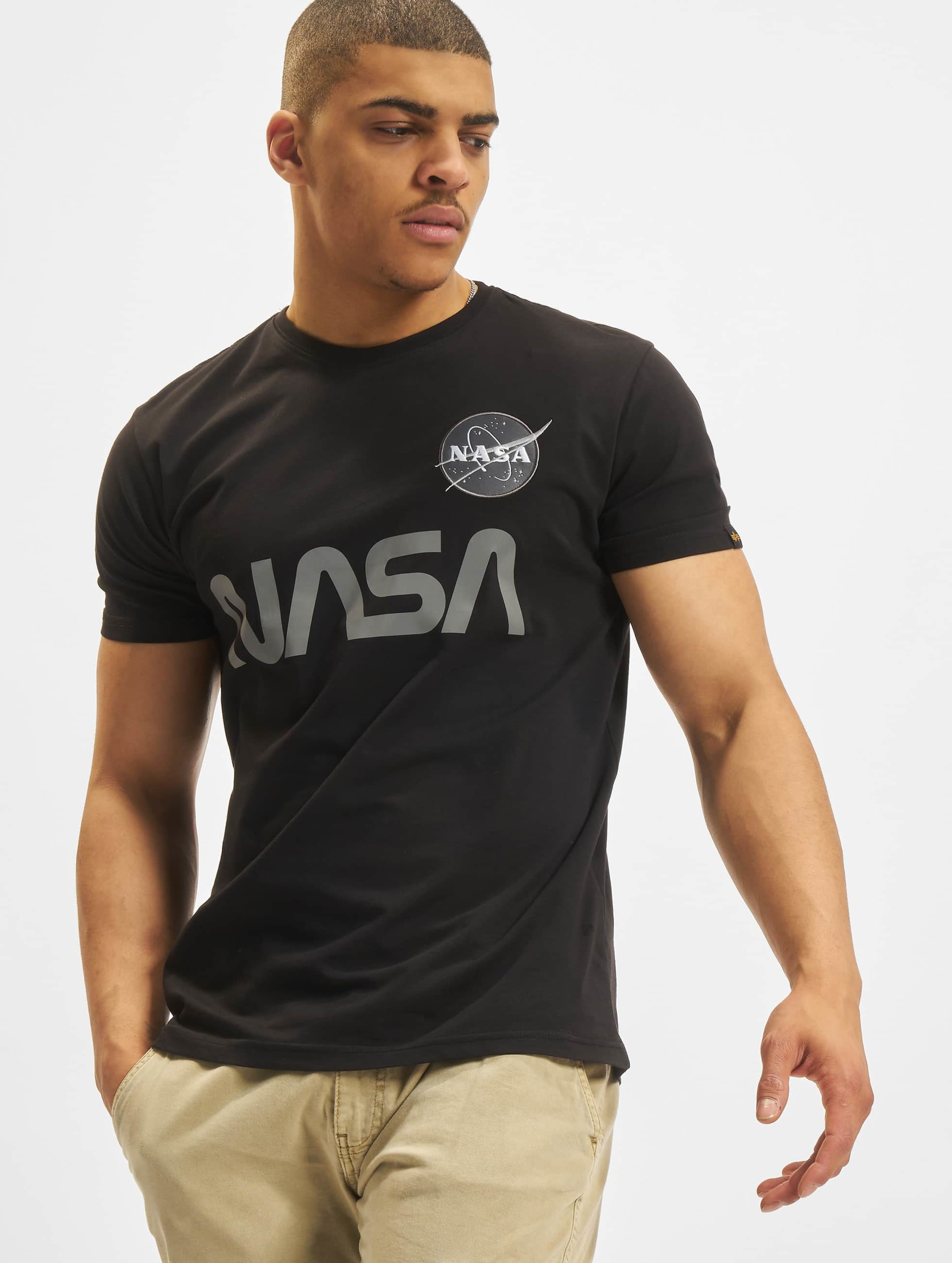 Alpha Industries NASA Reflective T-Shirt Mannen op kleur zwart, Maat M