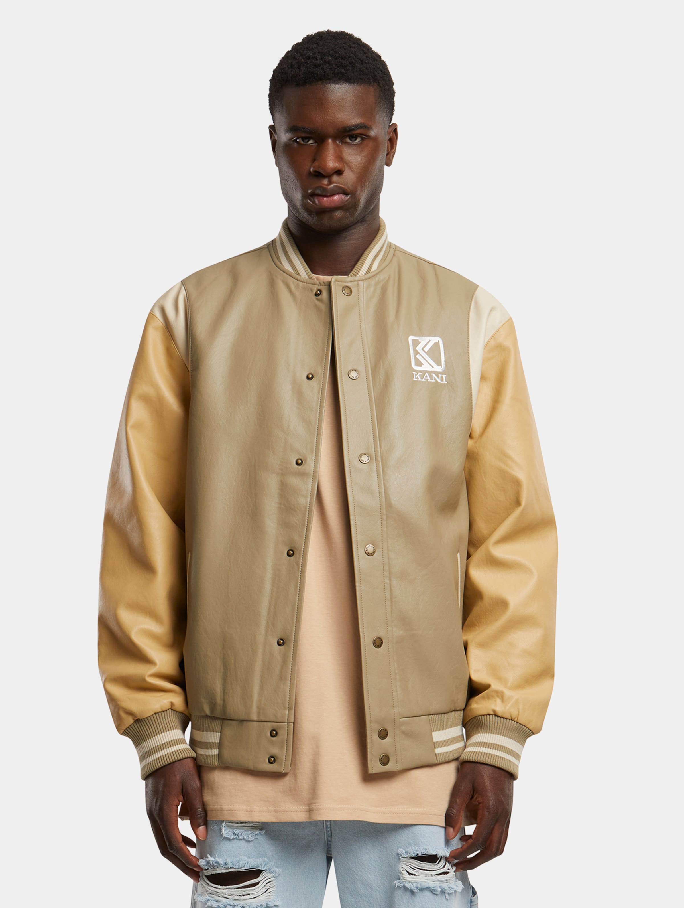 Karl Kani OG Block Fake Leather College Jacket Männer,Unisex op kleur groen, Maat L
