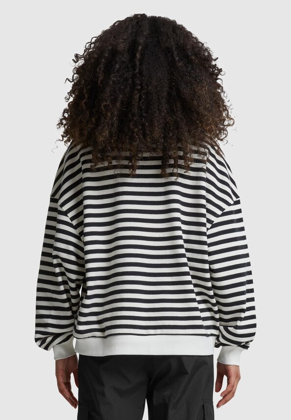 Ladies Oversized Striped Crewneck-1