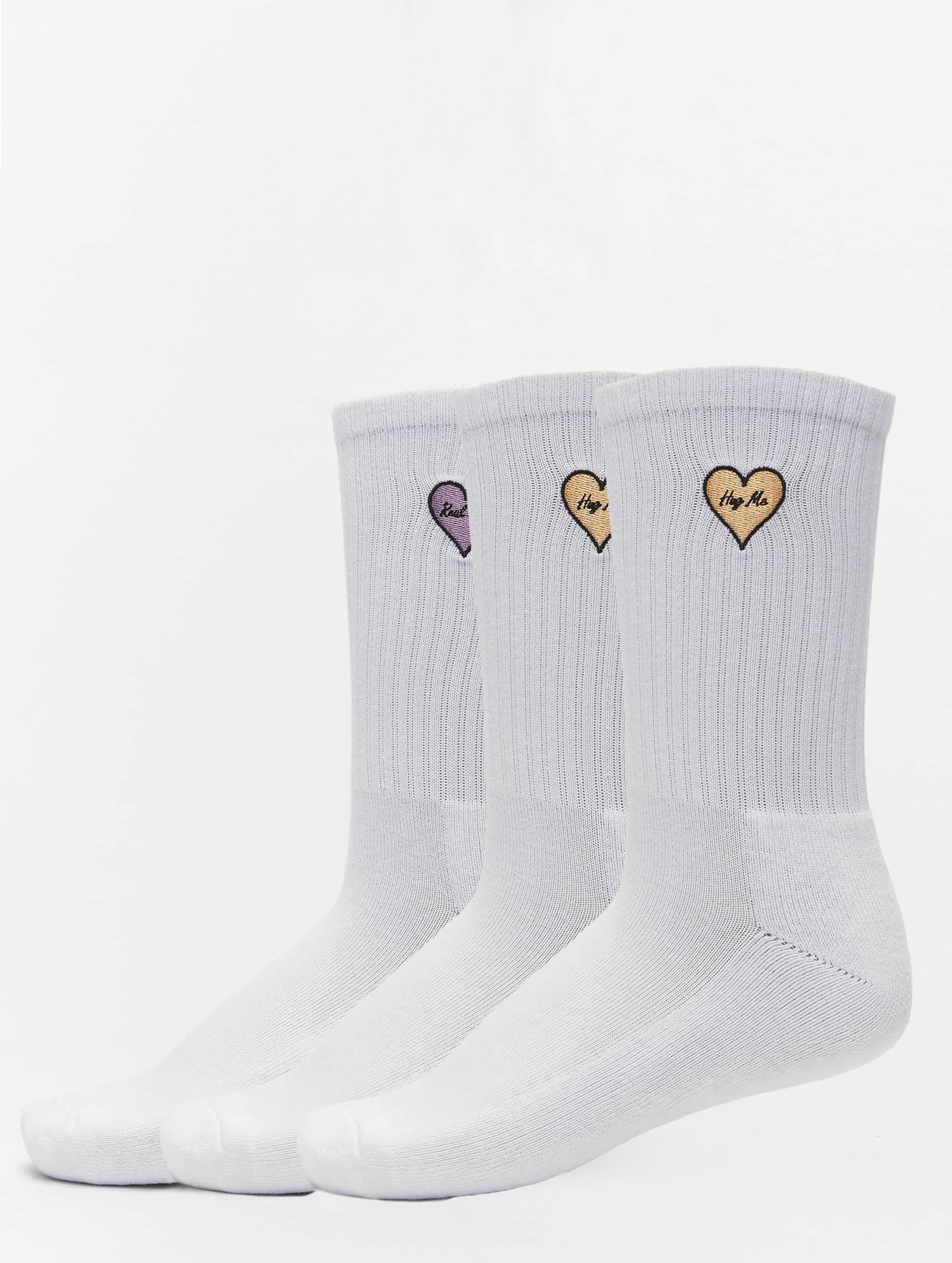 Mister Tee Heart Embroidery Socks 3-Pack Unisex op kleur wit, Maat 3942