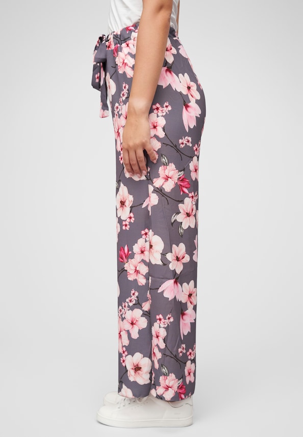High-Waist Sommerhose mit Blumen Print-2