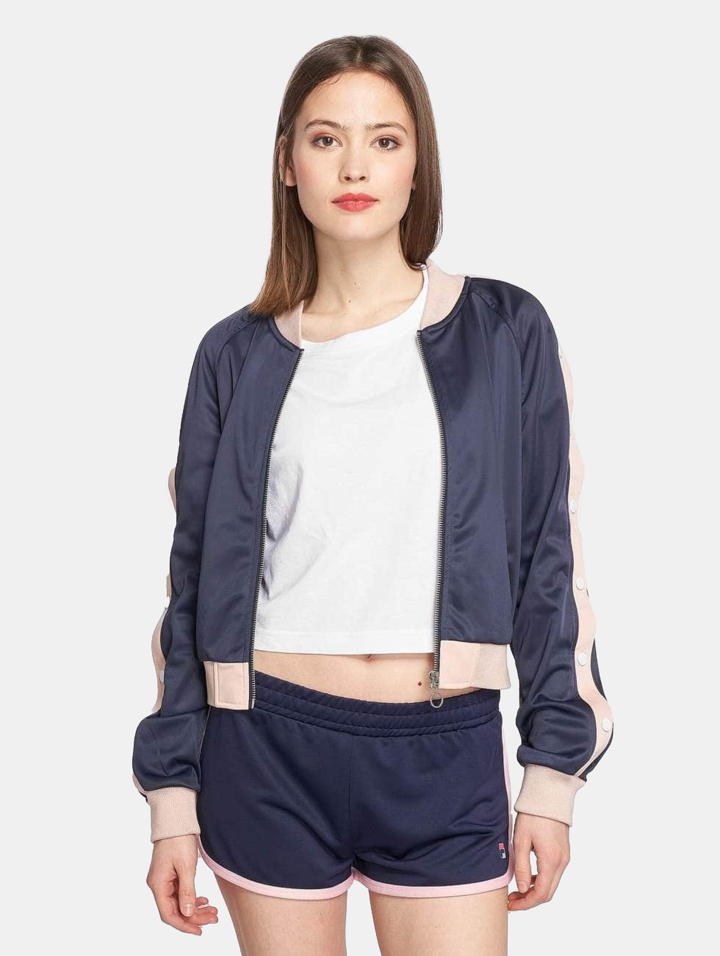 Urban Classics Ladies Button Up Track Jacket Vrouwen op kleur blauw, Maat L