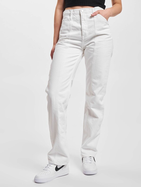 Calvin Klein High Waist White Stripe Women's Straight Jeans