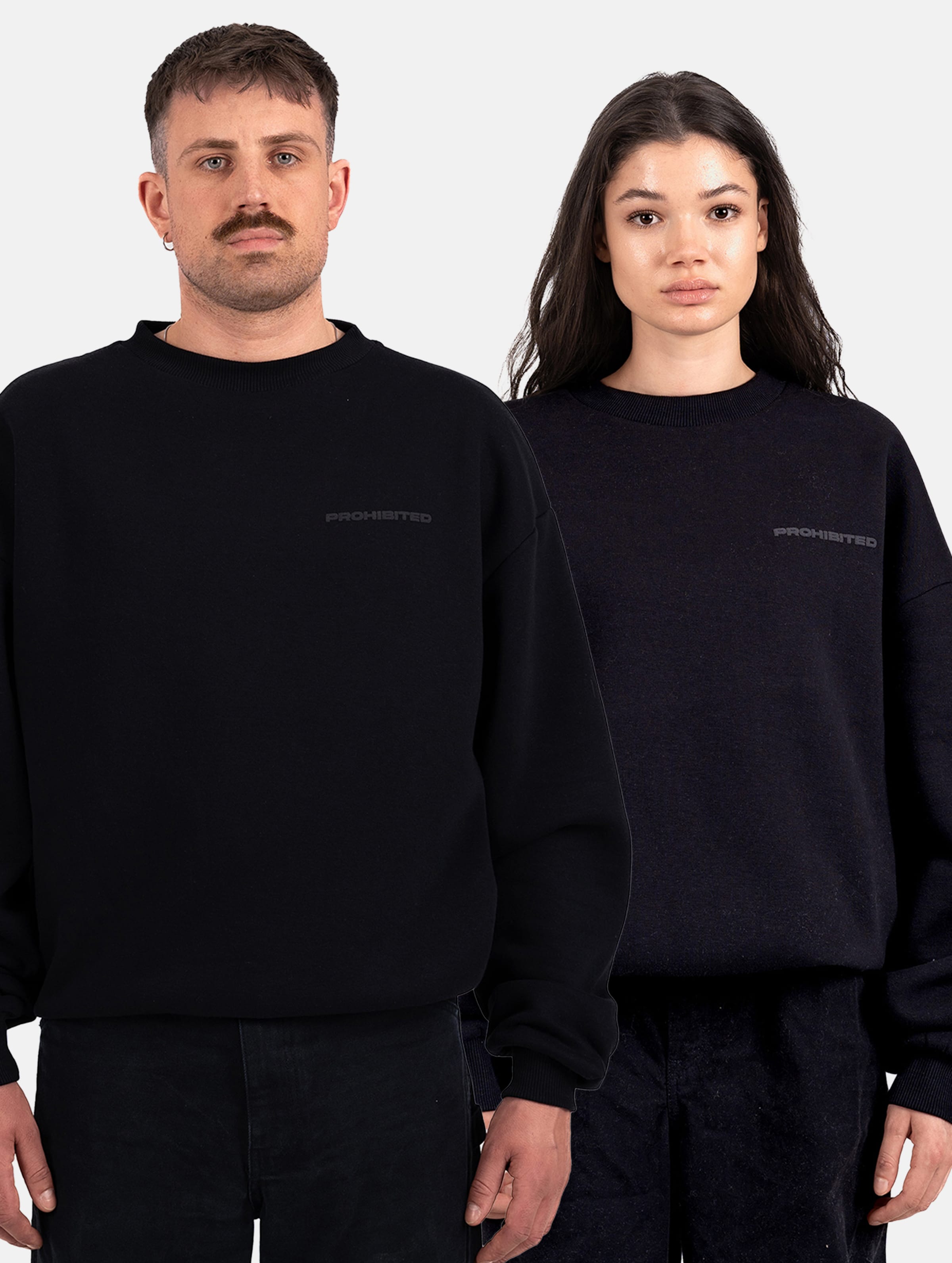 Prohibited 10119 Crew Neck Pullover Frauen,Männer,Unisex op kleur zwart, Maat XXL