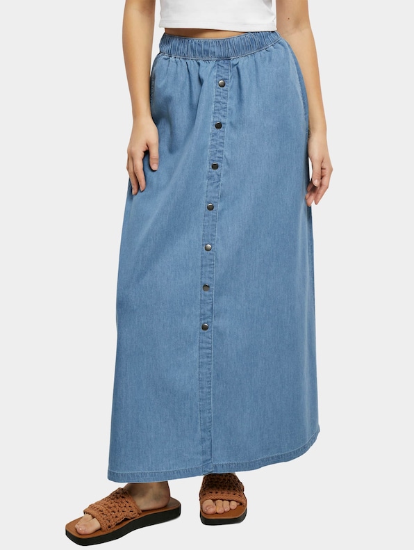 Ladies Long Wide Light Denim-0