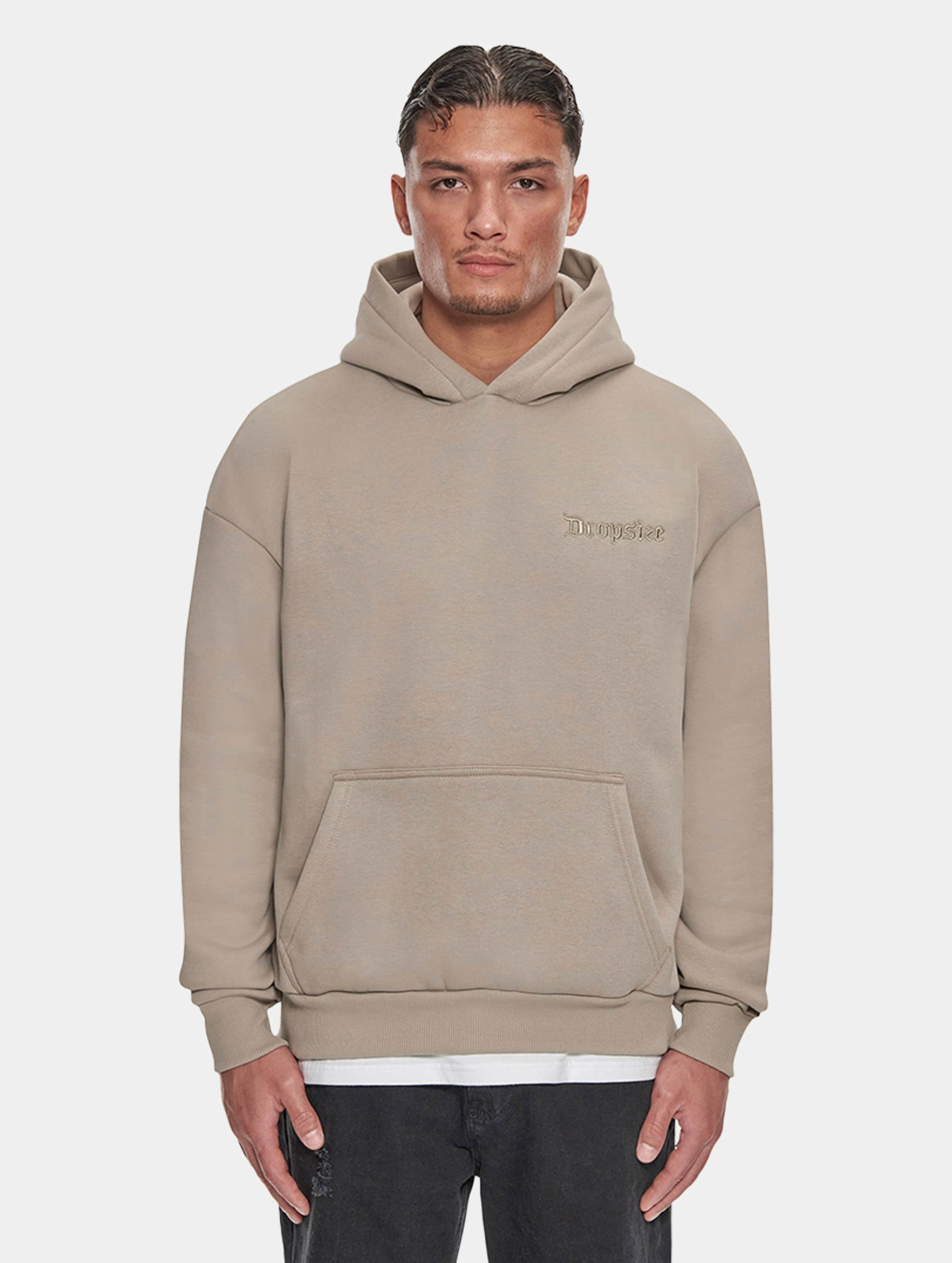 Dropsize Heavy Oversize Embo Hoodie op kleur beige, Maat S