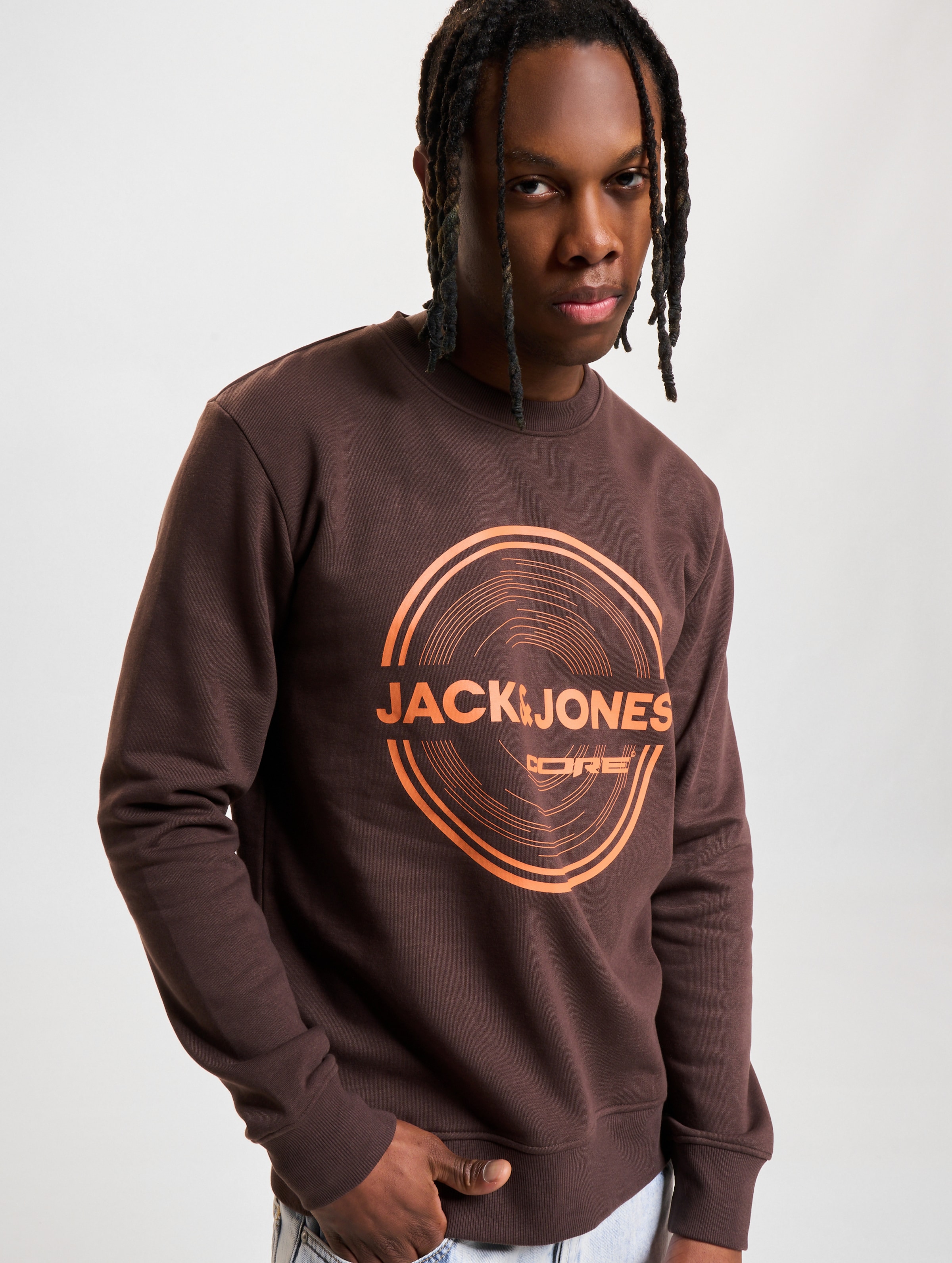 Jack & Jones Pilou Sweat Crew Neck Pullover Mannen op kleur bruin, Maat XL
