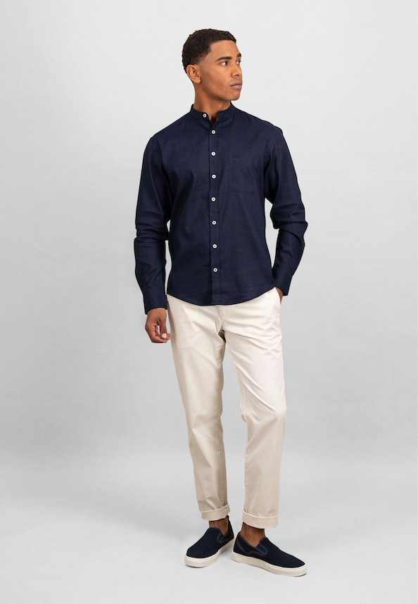 Cotton Linen Solid Stand-Up 1/1-1