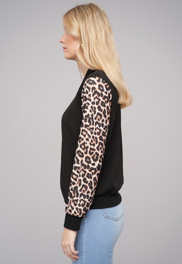 Bomber Jacket 2-Tone Leo Sleeve Print-2