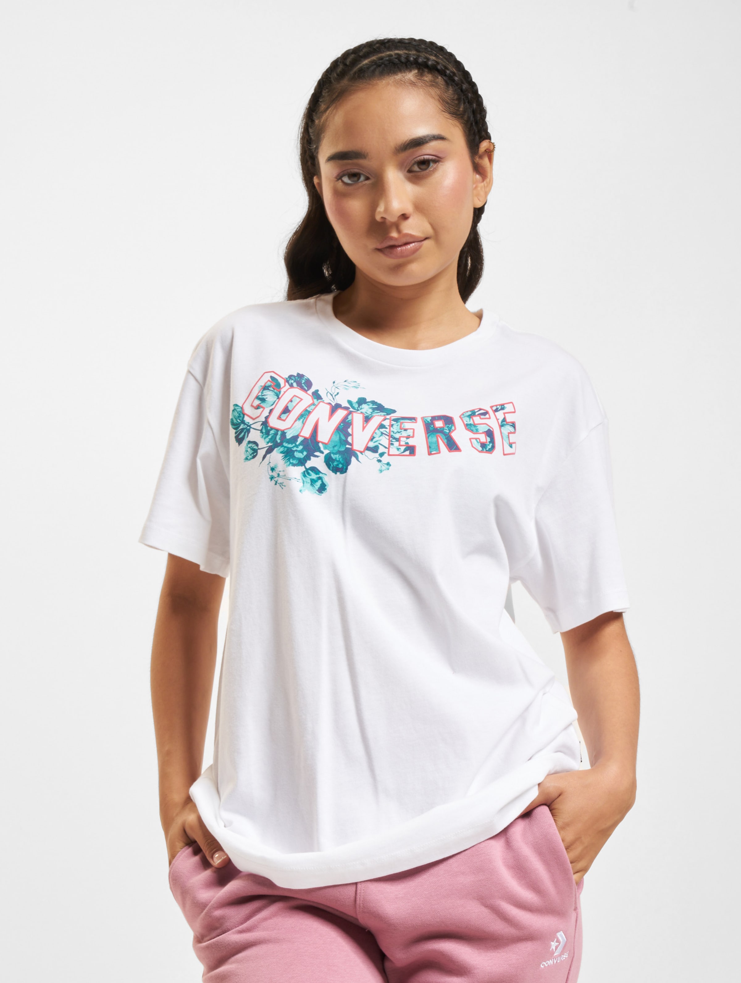 Converse Arch Floral W T-Shirt op kleur wit, Maat S