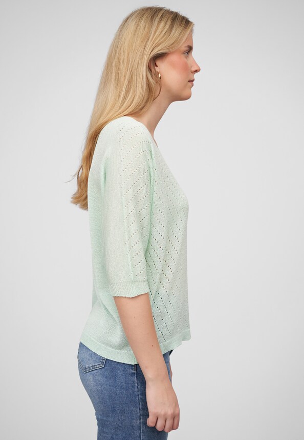 Cloud5ive Damen 3/4 Arm Top mit Fledermausärmeln und Lochmuster-3