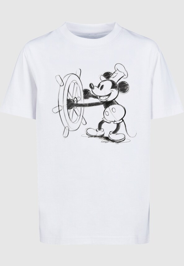 Kids Mickey Mouse - Steamboat Sketch Basic T-Shirt-0