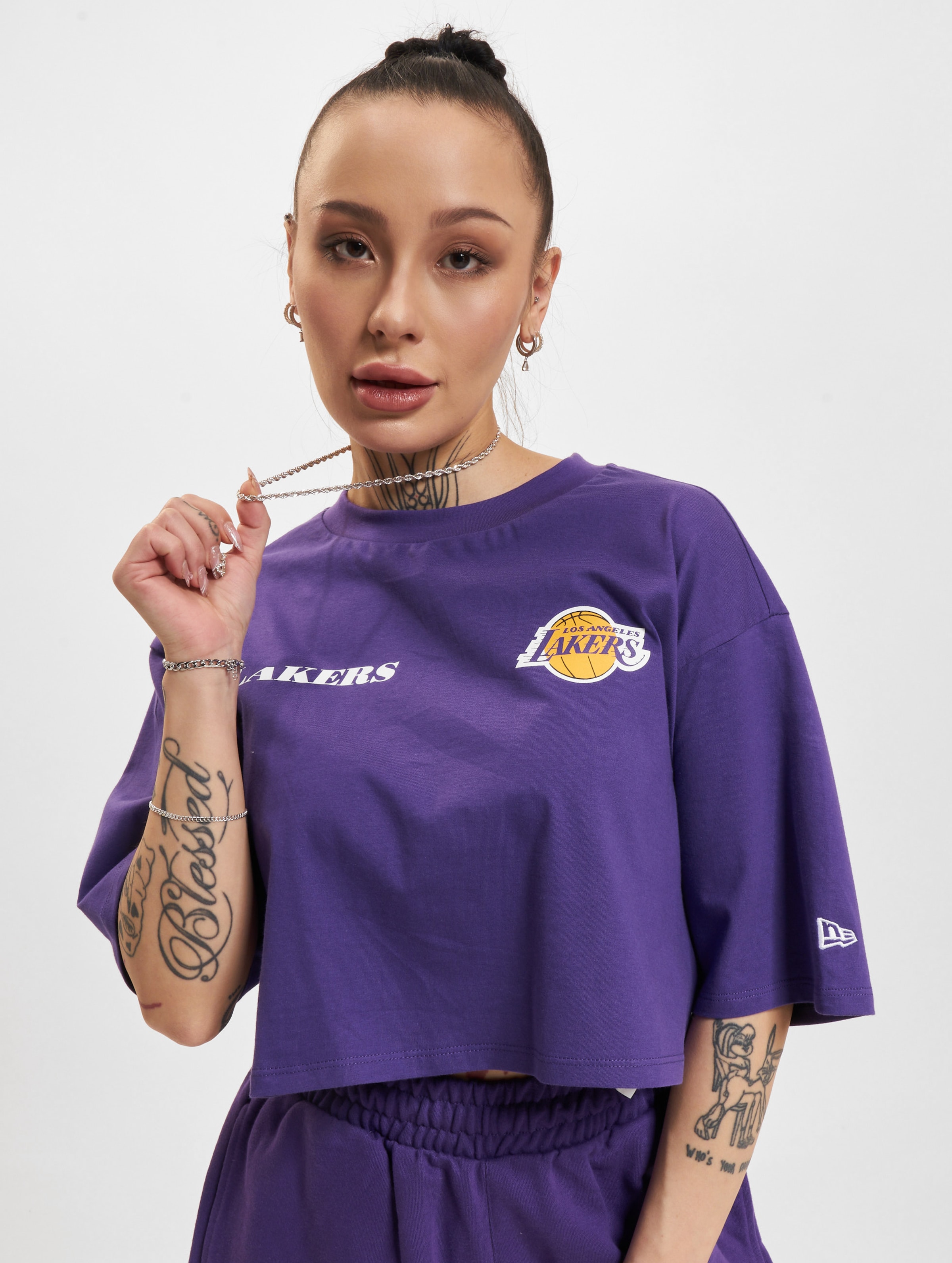 New Era NBA Team Logo Crop LA Lakers T-Shirt Vrouwen op kleur violet, Maat M