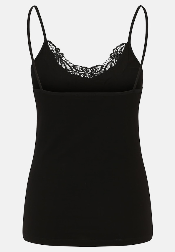Cloud5ive Damen Top 2er Set V-Neck Spitzentop unicolor schwarz-3